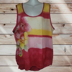 FADED GLORY - 3X (22W-24W) Pink Studded Flower Scoop Neck Sleeveless Top Blouse